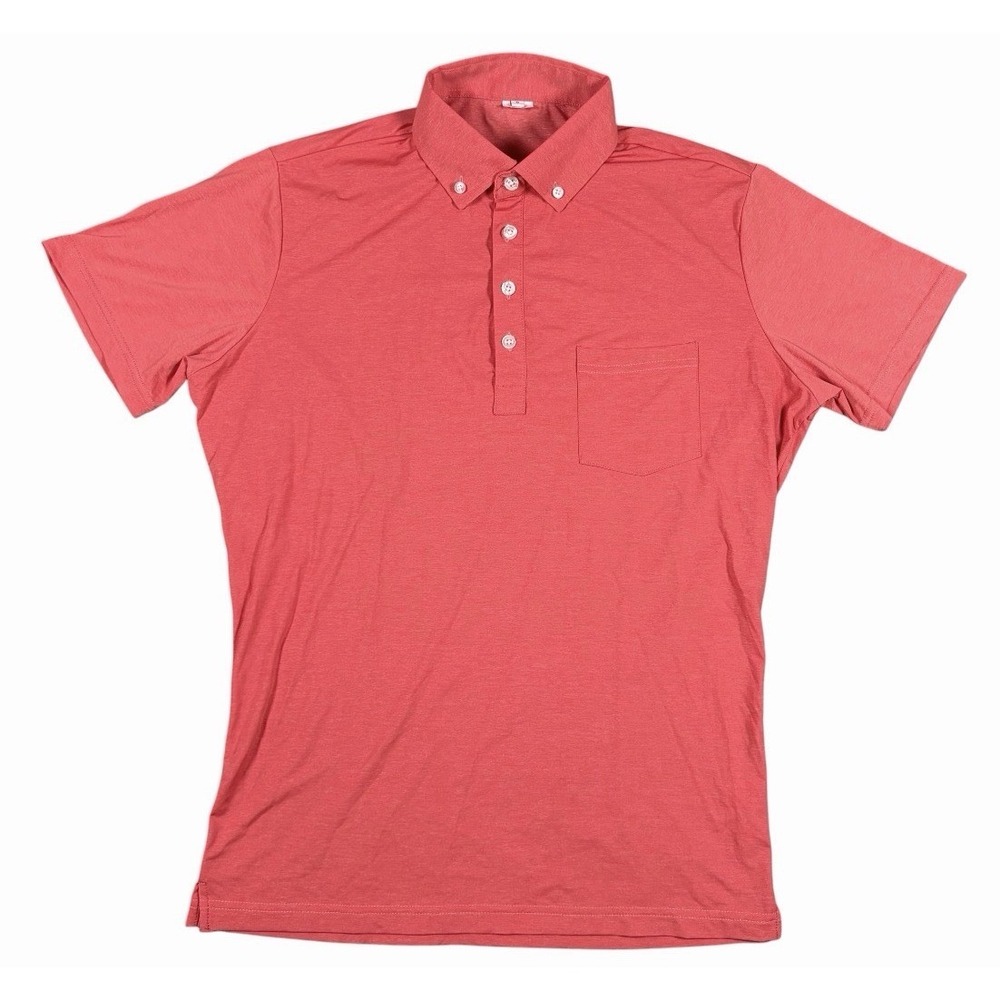 State & Liberty Polo Shirt Stretch Performance Sz S Salmon Red Golf Short Sleeve